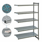 Thumbnail image #3 for Cambro Camshelving® Basics Plus CBA213684S5580 5-Tier Solid Polymer Add-On Shelving Unit, 21 x 36 x 84 in, Brushed Graphite
