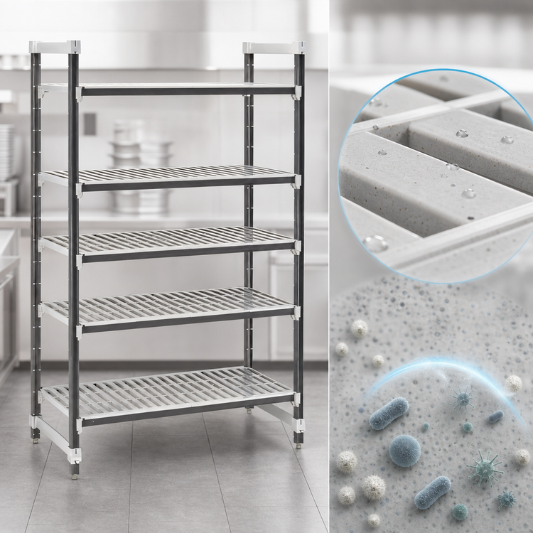 Product image #3 for Cambro Camshelving Elements XTRA 5-Tier Vented Stationary Starter Unit, 18 x 36 x 64, Speckled Gray