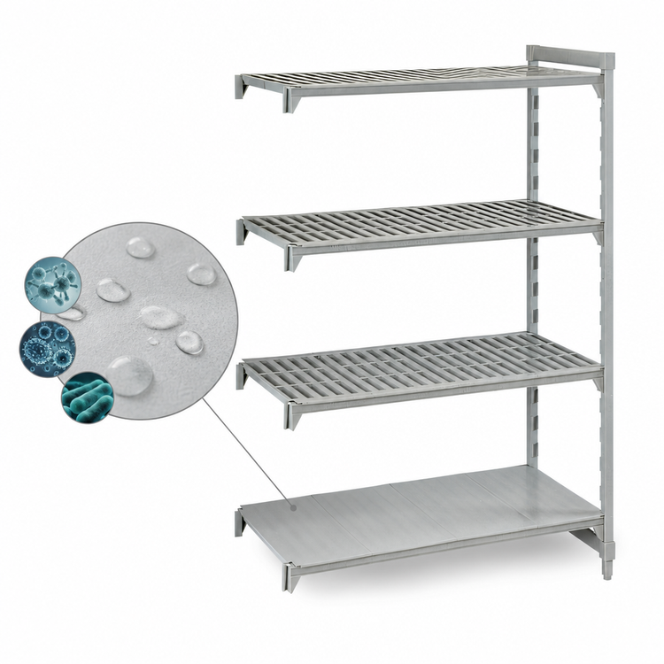 Product image #4 for Camshelving Premium 24 x 24 x 64 Inch 4-Tier Add-On Polymer Shelving Unit, Vented and Solid Shelf Plates, Speckled Gray