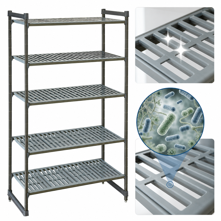 Product image #3 for Cambro Camshelving Basics Plus 5-Tier Vented Stationary Starter Shelving Unit, 21 x 36 x 72 Inches, Brushed Graphite