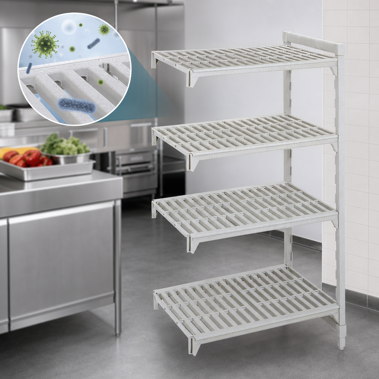 Product image #4 for Cambro Camshelving Premium 21 x 60 x 72 Inch 4-Shelf Vented Add-On Polymer Shelving Unit