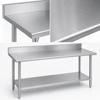 Thumbnail image #3 for Duke Manufacturing 314S-2472-5R 72-Inch Stainless Steel Work Table with 5-Inch Riser, Undershelf, and 14-Gauge 300 Series Top