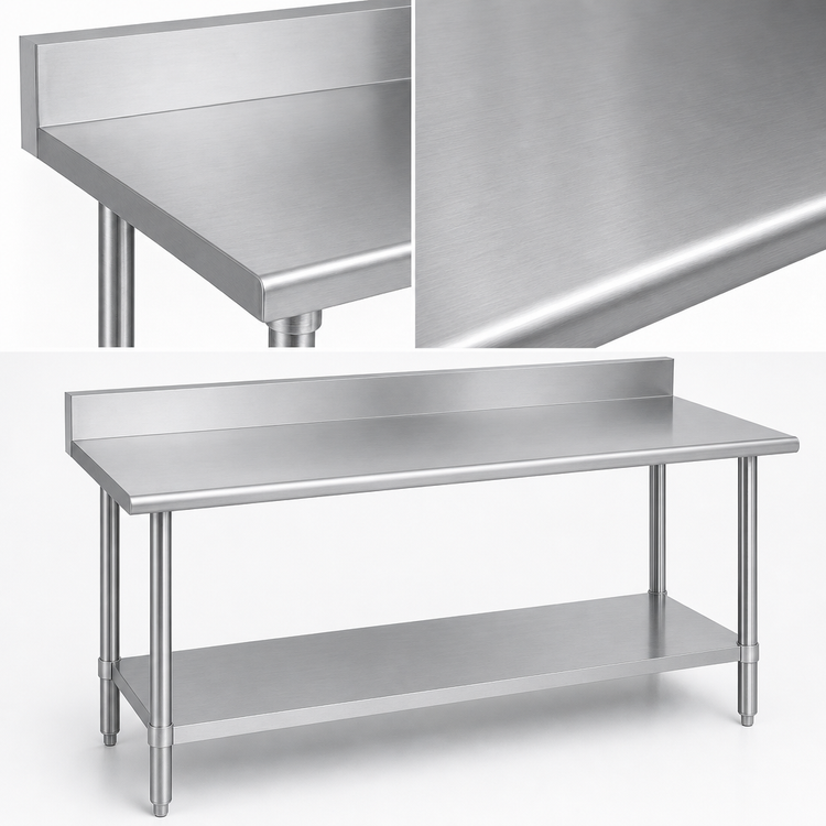 Product image #3 for Duke 72-Inch x 24-Inch Stainless Steel Work Table with 5-Inch Riser and Undershelf