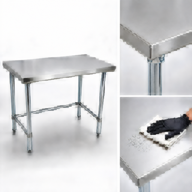 Product image #3 for BK Resources 72-Inch x 24-Inch Stainless Steel Flat Top Open Base Work Table