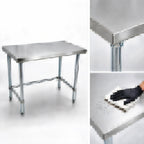 Thumbnail image #3 for BK Resources CVTOB-7224 72 x 24-Inch 16-Gauge 304 Stainless Steel Flat-Top Open-Base Work Table