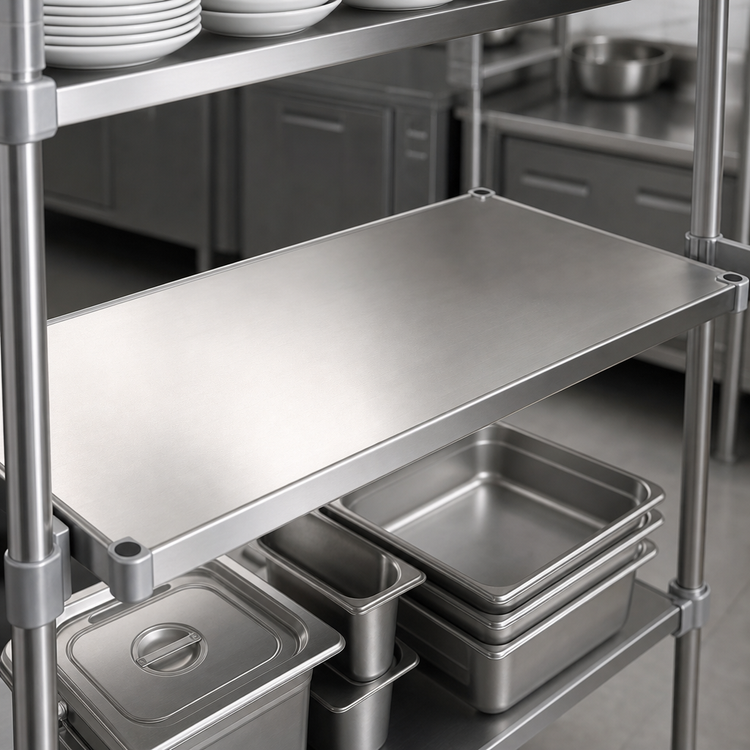 Product image #3 for New Age Adjust-A-Shelf Solid Aluminum Shelf with Marine Edge, 18 x 48 Inches