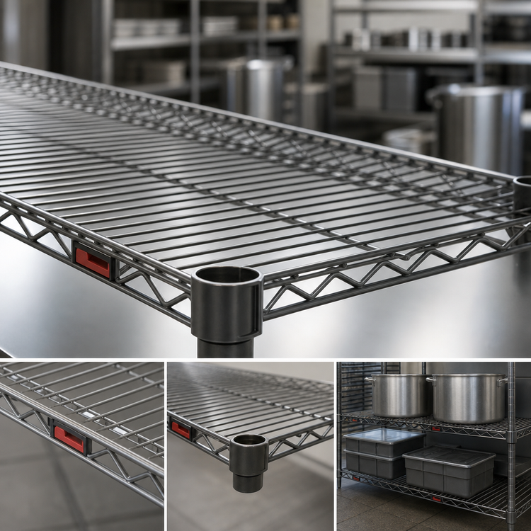 Product image #3 for Eagle Valu-Master Quad-Adjust Wire Shelf, 72 x 24 Inches, Pewter Gray Epoxy, 600 lb. Capacity