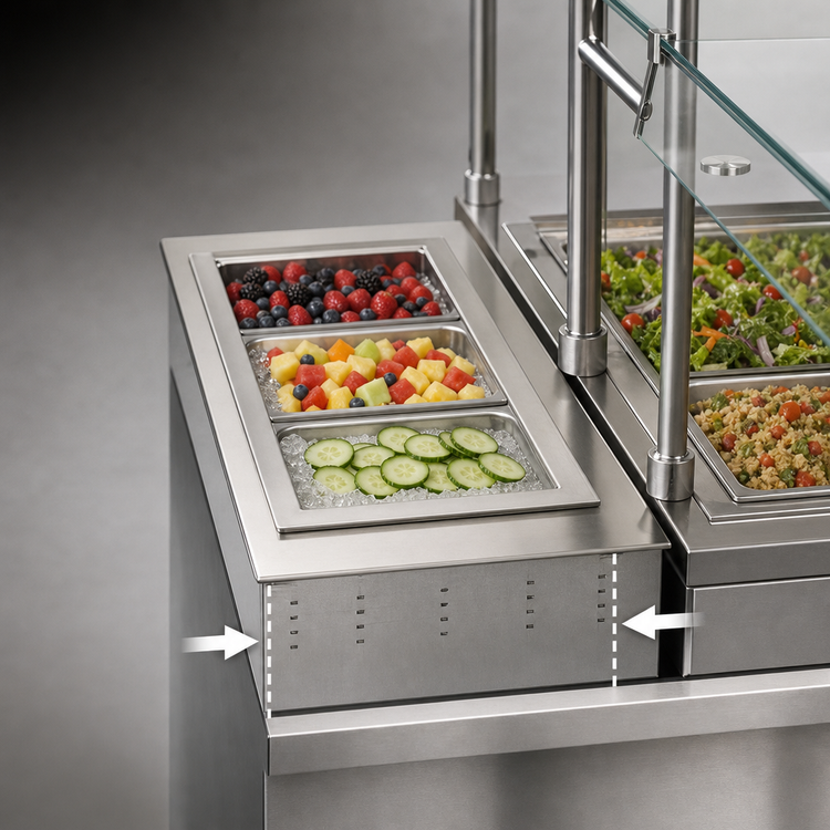 Product image #3 for Vollrath Short-Sided Non-Refrigerated 3-Pan Drop-In Cold Pan