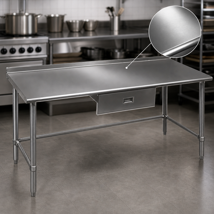 Product image #3 for Eagle Group Deluxe Series 48"W x 24"D Stainless Steel Work Table with Rear Upturn and Open Tubular Base