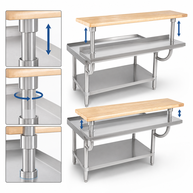 Product image #3 for Advance Tabco Adjustable Stainless Steel Plate Shelf for Equipment Stands, 48 x 10 x 25 Inches