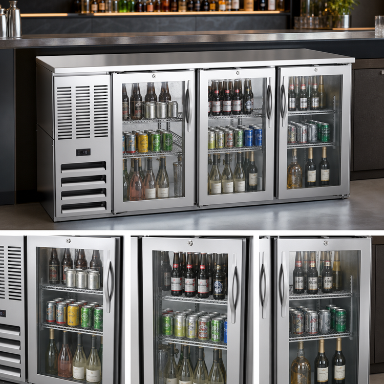 Product image #3 for Beverage-Air BB72HC-G-S Three-Section Glass Door Back Bar Refrigerator