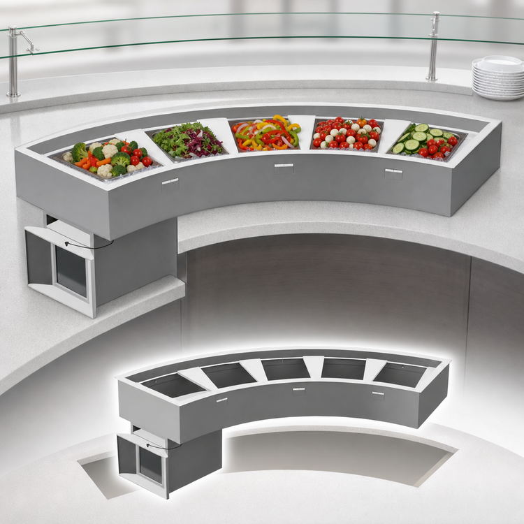 Product image #3 for Randell Drop-In Curved Self-Contained Refrigerated Cold Well, 2-Pan, R290 Hydrocarbon
