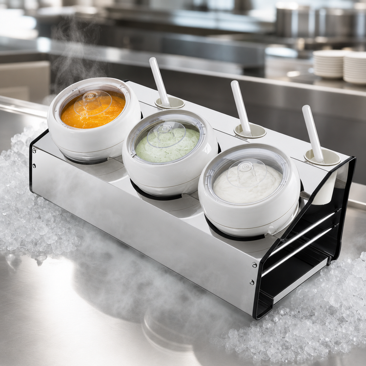 Product image #4 for Nemox Fantasia Countertop Cold Buffet Station with 3 Double-Lined Bowls