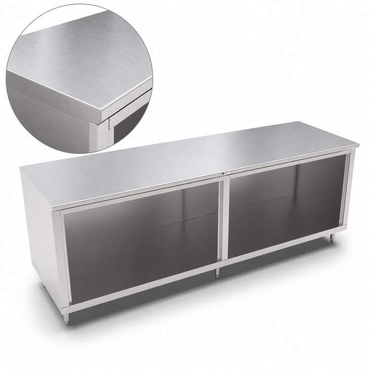Product image #3 for John Boos Open Front Modular Base Work Table, 96 x 36 Inch, 16-Gauge Stainless Steel Top