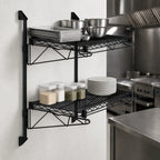 Thumbnail image #3 for Quantum WC34-CB1272BK Wall-Mounted Cantilever Double-Shelf Wire Shelving Unit, 72 x 12 Inches, Black Epoxy