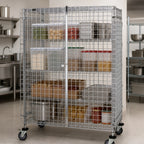 Thumbnail image #3 for Quantum M2460-69SEC Mobile Wire Security Cage with Locking Doors, 60"W x 24"D x 69"H, Chrome Finish