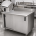 Thumbnail image #3 for Advance Tabco 108-Inch x 36-Inch Enclosed Stainless Steel Work Table with Cabinet Base, Sliding Doors, Mid-Shelf, and 5-Inch Backsplash