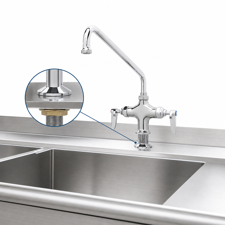 Product image #3 for T&S Brass Double Pantry Deck-Mount Manual Faucet with 18-Inch Swing Nozzle
