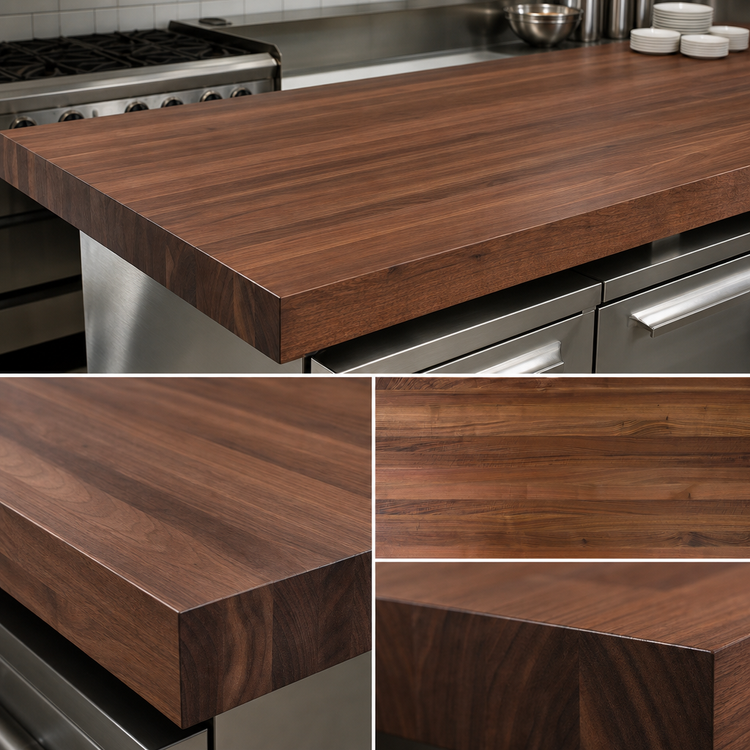 Product image #3 for John Boos Boos Block 84-Inch x 27-Inch Full-Length Edge Grain American Black Walnut Kitchen Countertop with Varnique Finish