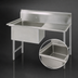 Thumbnail image #3 for BK Resources One Compartment Stainless Steel Sink with Right Drainboard, 18 x 18 x 14 Bowl, 40-3/16 Inch Wide