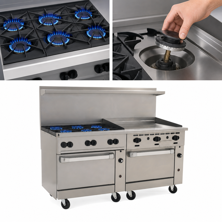Product image #3 for Vulcan Endurance 72-Inch Gas Restaurant Range with 6 Burners, 36-Inch Griddle, Standard Oven, and Convection Oven