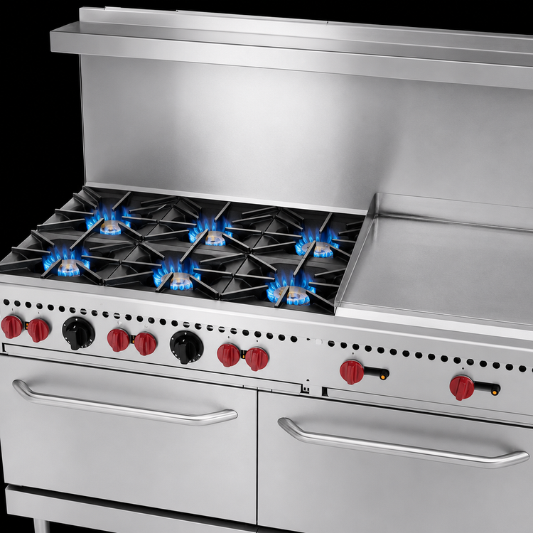 Product image #3 for Vulcan SX Series 60-Inch Natural Gas Commercial Range with 6 Open Burners, 24-Inch Griddle, and 2 Standard Ovens