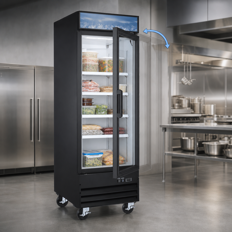 Product image #3 for Omcan One-Section Reach-In Glass Door Display Freezer, 27-Inch, 12.3 Cu. Ft., Black