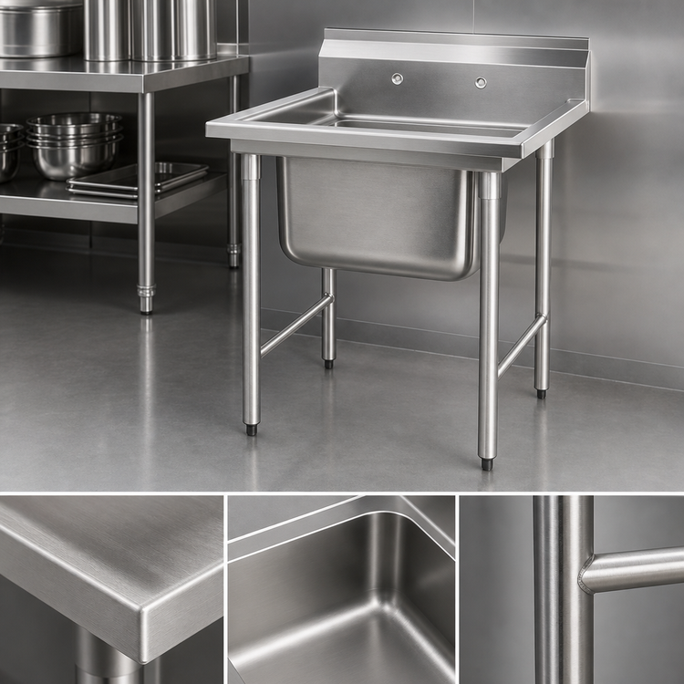Product image #3 for Eagle Group 314 Series 1-Compartment Sink with 18 Inch Left Drainboard, 304 Stainless Steel, 38-7/8 Inch Wide