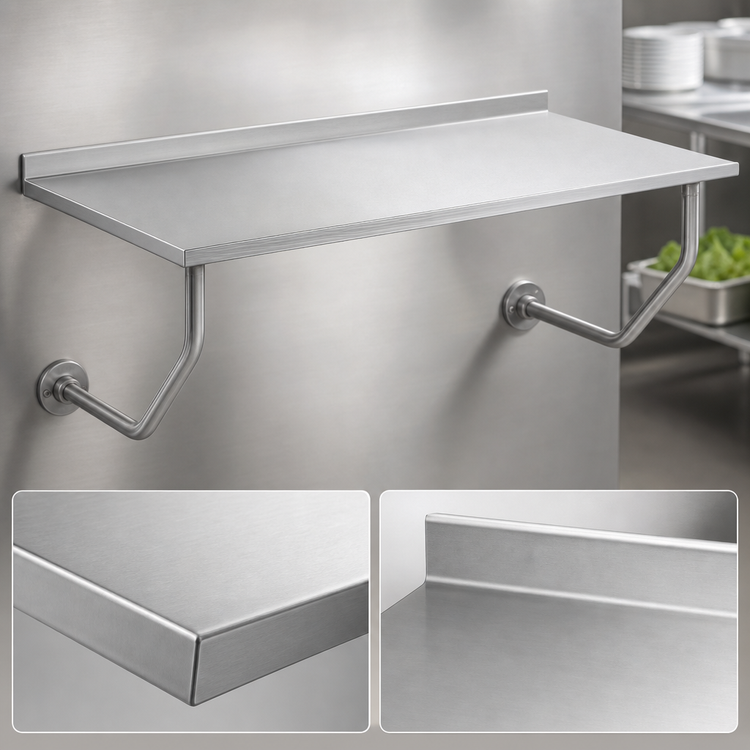Product image #3 for Advance Tabco 84-Inch x 24-Inch Wall-Mounted Stainless Steel Table with 1-1/2-Inch Rear Backsplash