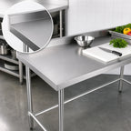 Thumbnail image #3 for Klinger's Trading NBSG1830 30 x 18 Stainless Steel Work Table, 18-Gauge 430 Top, Open Galvanized Base, 2-Inch Rear Upturn