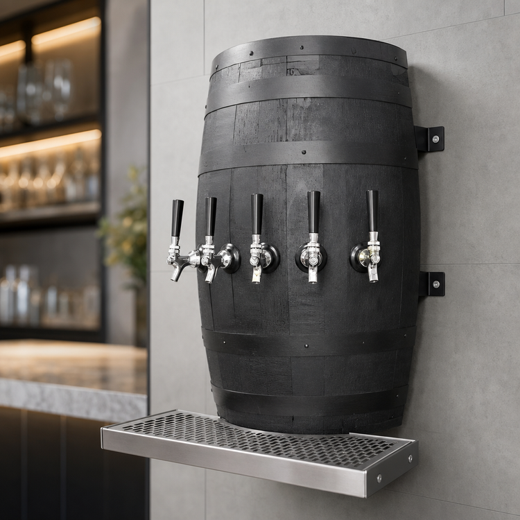 Product image #3 for Glastender Wood Barrel Wall-Mount Glycol-Cooled Draft Dispensing Tower, 4 Faucets