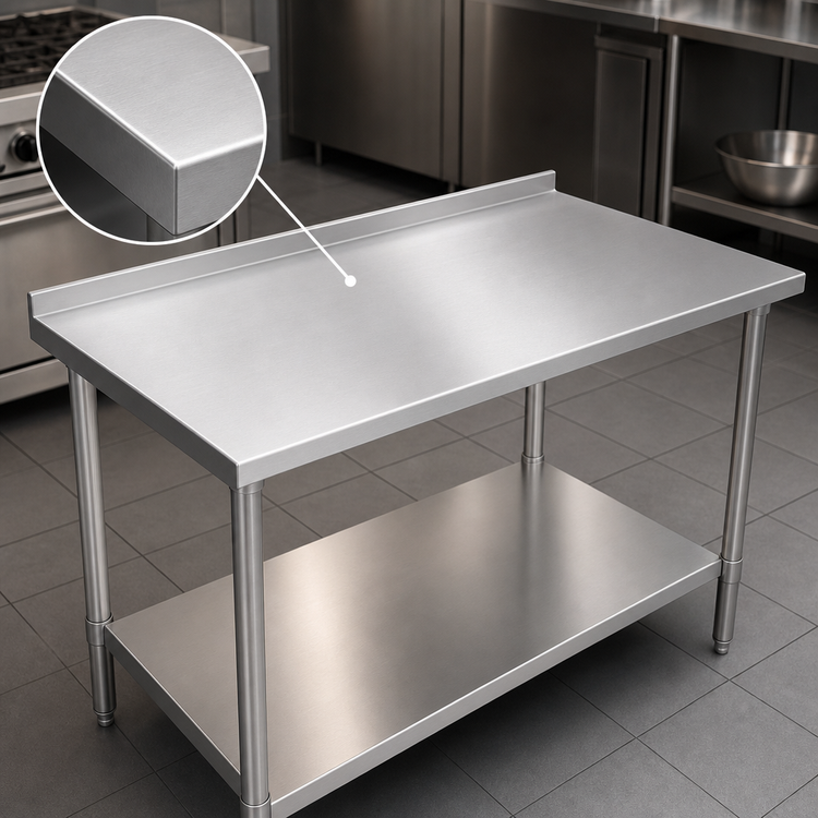 Product image #3 for John Boos Stallion 30 x 24 Inch Stainless Steel Work Table with 1-1/2 Inch Rear Up-Turn and Undershelf