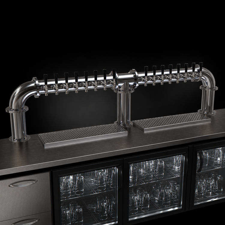 Product image #3 for Glastender 16-Faucet Glycol-Cooled 3-Column Pipe Bridge Draft Dispensing Tower, Countertop, Stainless Steel