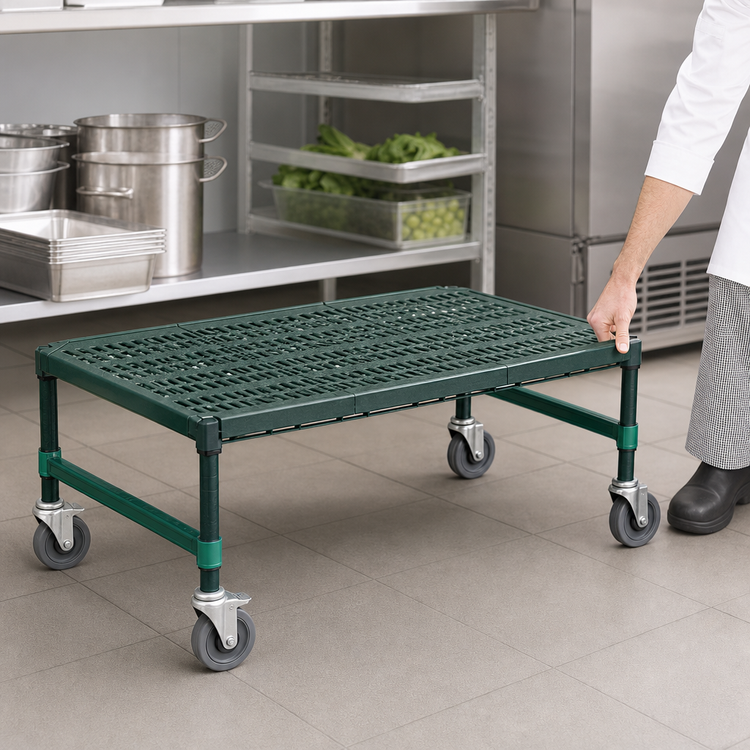Product image #3 for QuadPlus Mobile Dunnage Rack with 800 lb. Capacity, 30 x 18 x 14 Inches, Green Epoxy Finish