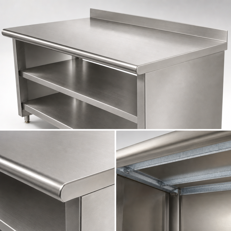 Product image #3 for Advance Tabco Special Value Economy 72 Inch x 24 Inch 16 Gauge Stainless Steel Open Base Work Table with 5 Inch Backsplash and Mid Shelf