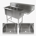 Thumbnail image #3 for John Boos Pro-Bowl 2-Compartment Stainless Steel Sink with Right Drainboard and 10-Inch Backsplash