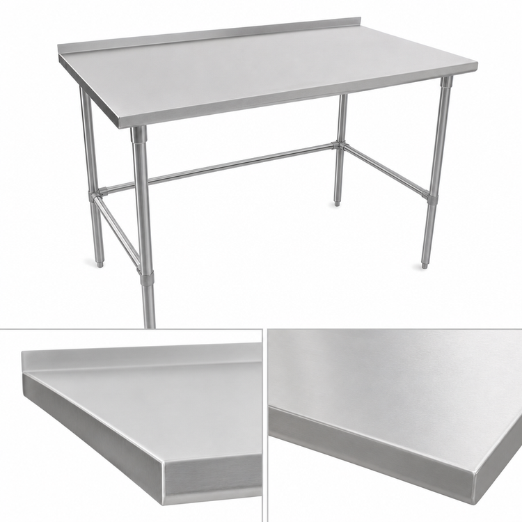 Product image #3 for John Boos Stallion 72" x 36" Stainless Steel Top Work Table with 1-1/2" Rear Riser and Safety Edge