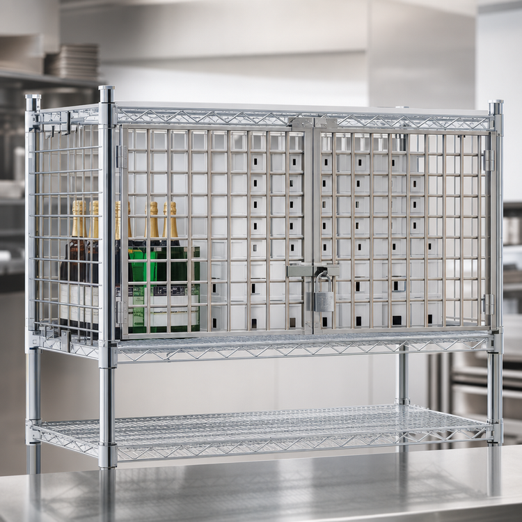 Product image #3 for Eagle Group 60"W x 24"D Chrome Security Enclosure Kit with Hinged Doors for Wire Shelving