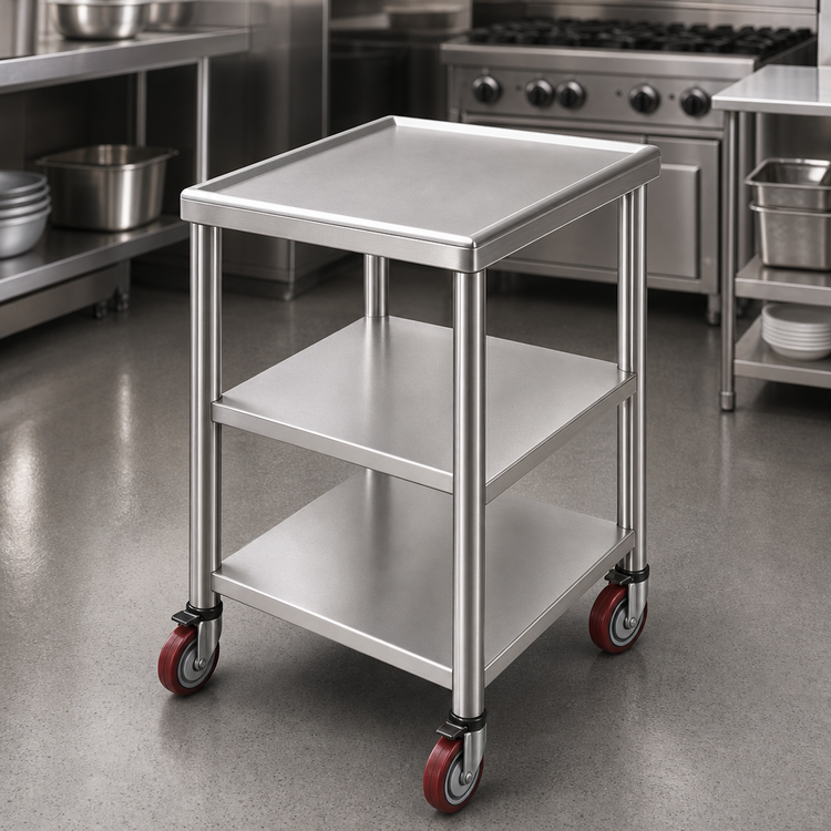 Product image #3 for Mobile Stainless Steel Induction Table with Marine Edge Shelves