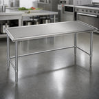 Thumbnail image #3 for Eagle Group Spec-Master T30108STEM Stainless Steel Cocktail Station Work Table, 108W x 30D, 14/300 Series Top, Box Marine Edge, Open Base