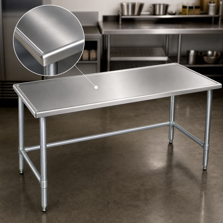 Product image #3 for Spec-Master Marine Series 30 x 30 Inch Square Stainless Steel Work Table with Open Galvanized Base