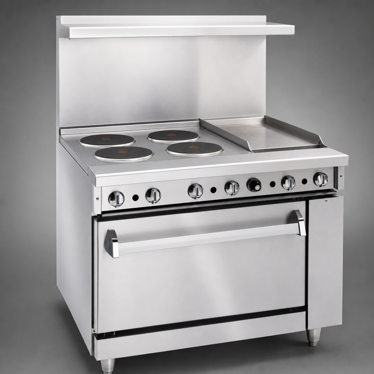 Product image #3 for Imperial Pro Series 36-Inch Electric Restaurant Range with 4 Round Elements, 12-Inch Thermostatic Griddle, and Convection Oven