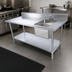 Thumbnail image #3 for Serv-Ware 72-Inch Stainless Steel Sink Table with Right-Side Sink and 5-Inch Backsplash