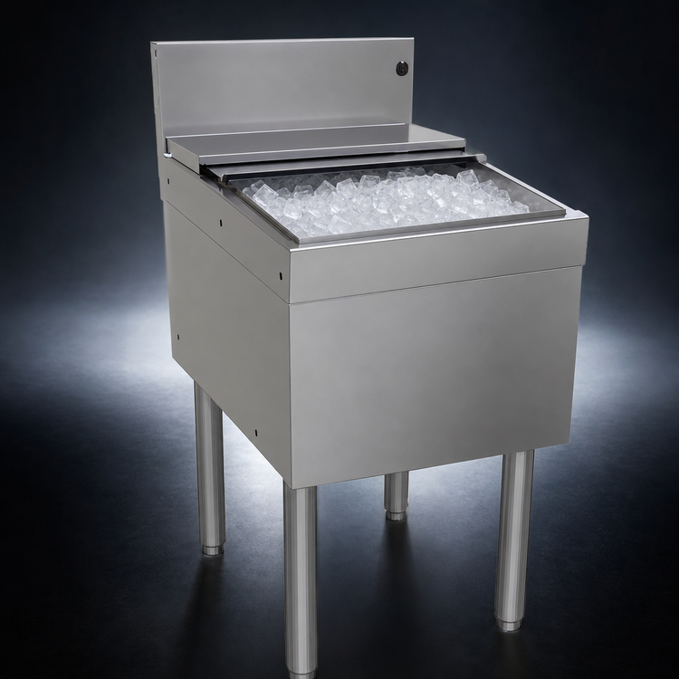 Product image #3 for Glastender IBA-18 Underbar Stainless Steel Ice Bin with Sliding Cover, 50 lb Capacity