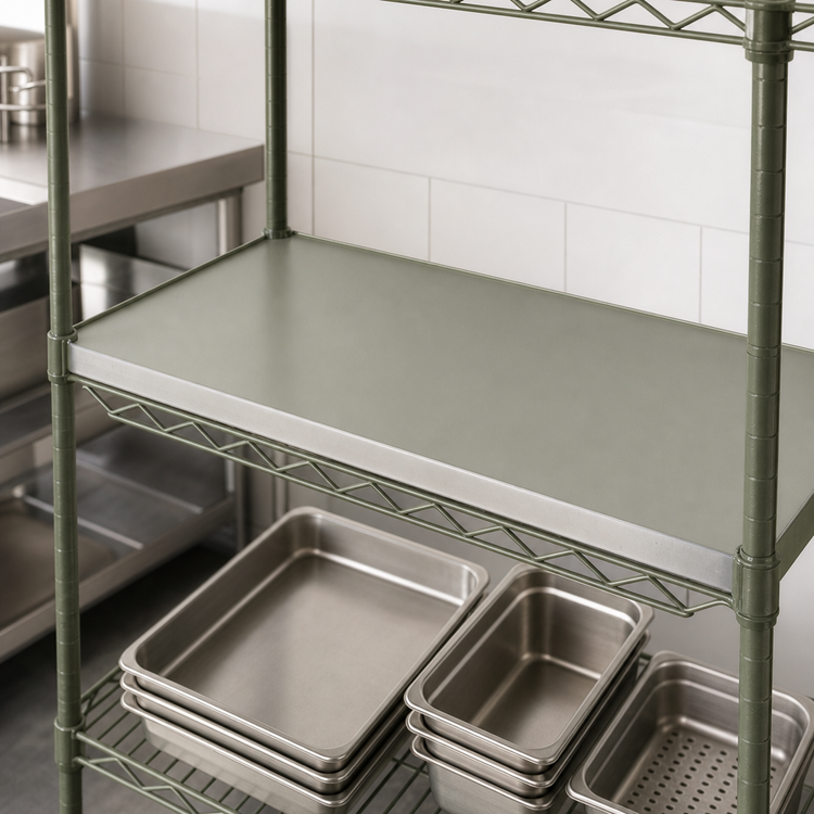 Product image #3 for Eagle Group Valu-Gard 42"W x 21"D Solid Shelf, Green Epoxy Finish, 600 lb Capacity