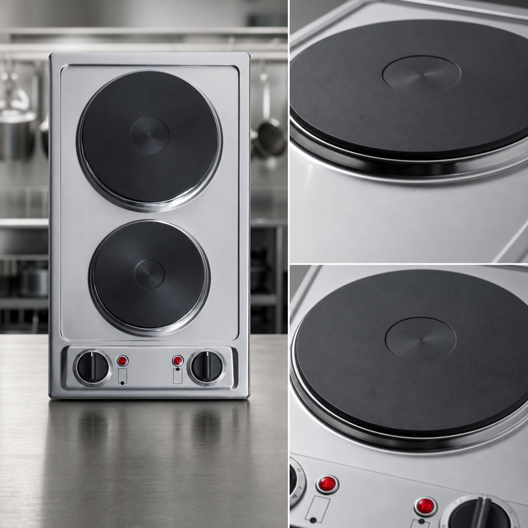 Product image #4 for Summit Commercial 2-Burner Solid Disk Electric Cooktop / Hot Plate, 115V, Stainless Steel