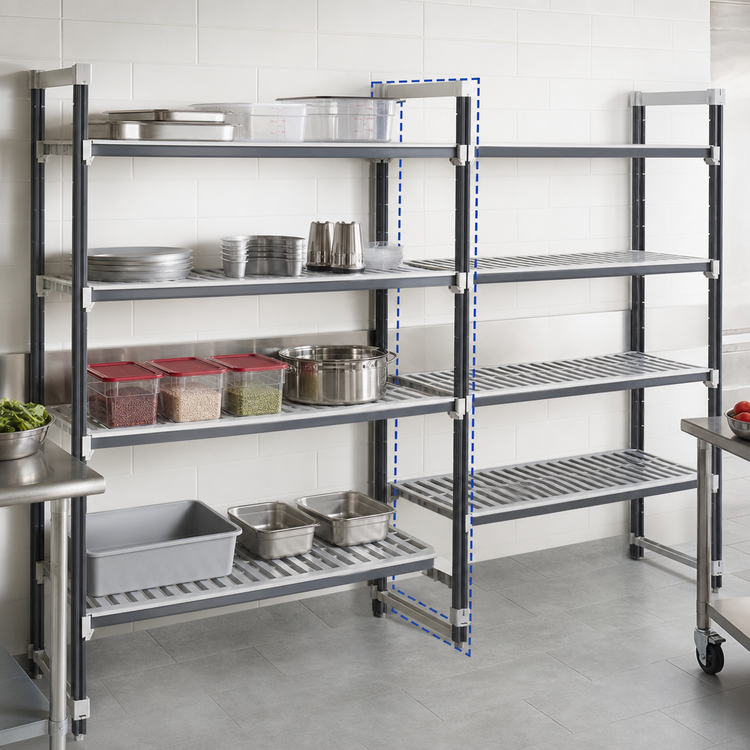 Product image #3 for Cambro Camshelving Elements XTRA 18 x 36 x 84-Inch 5-Tier Vented Stationary Add-On Shelving Unit
