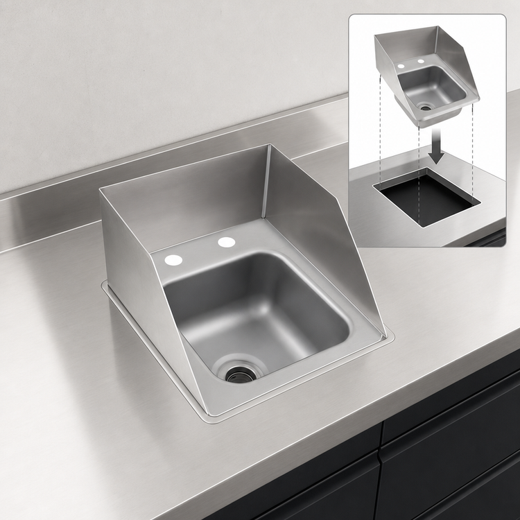 Product image #3 for John Boos Pro-Bowl Single-Compartment Drop-In Stainless Steel Sink with Left and Right Side Splashes