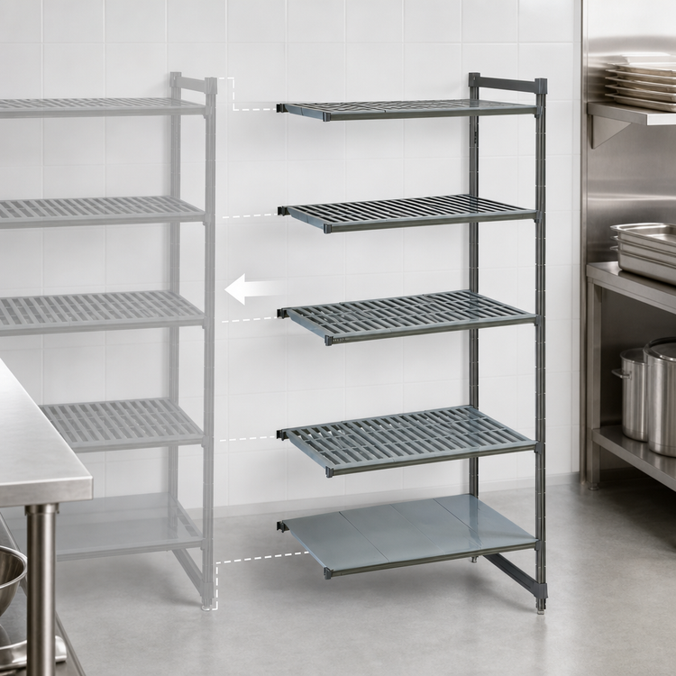 Product image #3 for Cambro Camshelving Basics Plus 18-Inch x 54-Inch x 84-Inch 5-Tier Add-On Polymer Shelving Unit