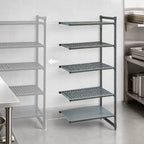 Thumbnail image #3 for Cambro Camshelving® Basics Plus CBA185484VS5580 5-Tier Add-On Polymer Shelving Unit, 18" x 54" x 84", 4 Vented/1 Solid, Brushed Graphite
